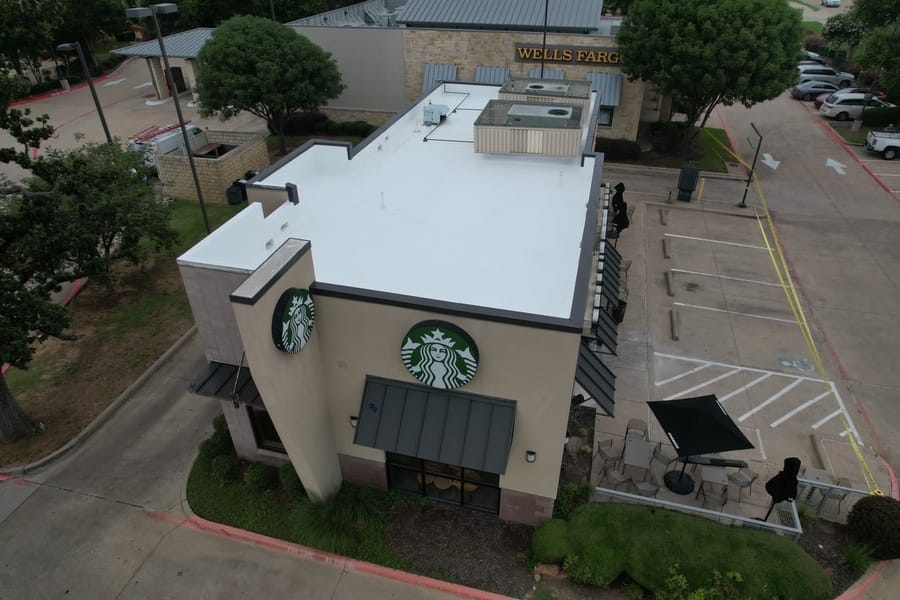 Completed commercial roofing project by Select Roofing