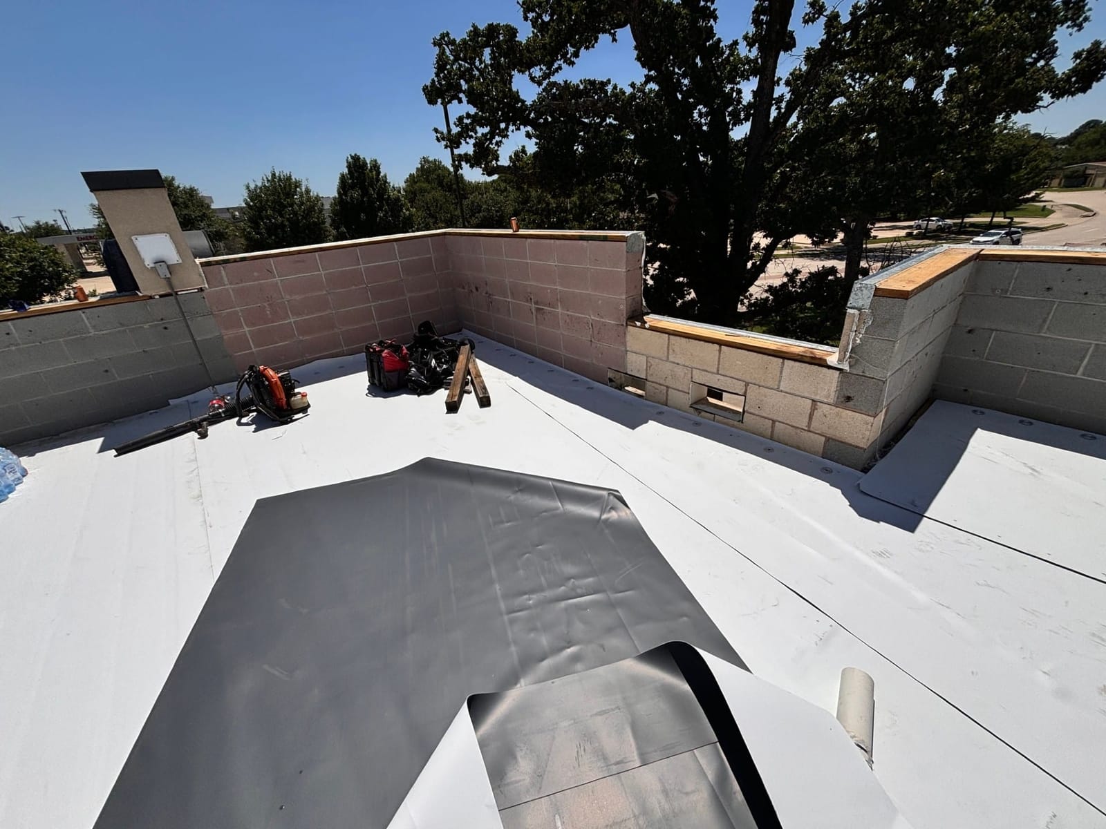 Completed commercial roofing project by Select Roofing