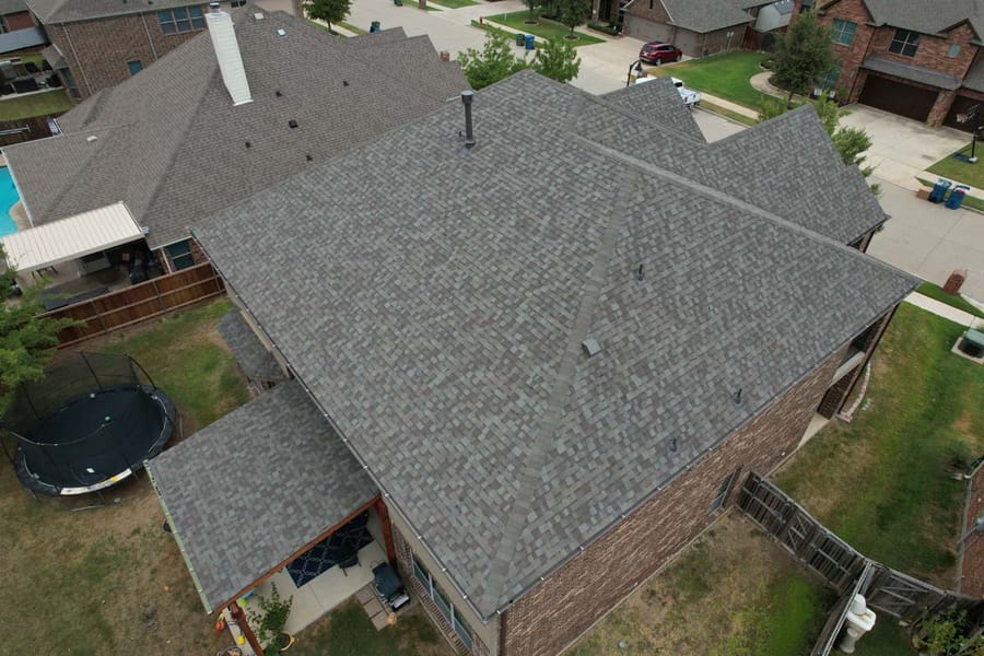 Completed residential roof replacement by Select Roofing, aerial view