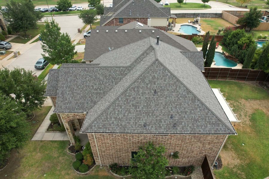Completed residential roof replacement by Select Roofing, aerial view
