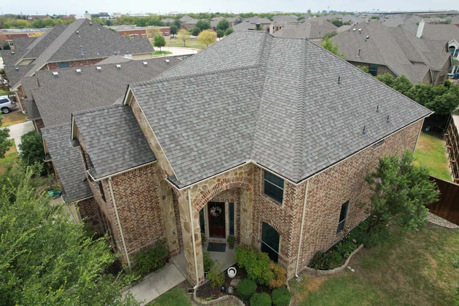 Completed residential roof replacement by Select Roofing, aerial view