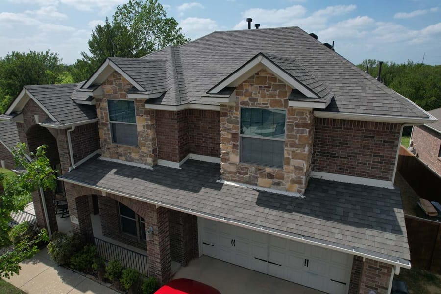 Completed residential roof replacement by Select Roofing, aerial view