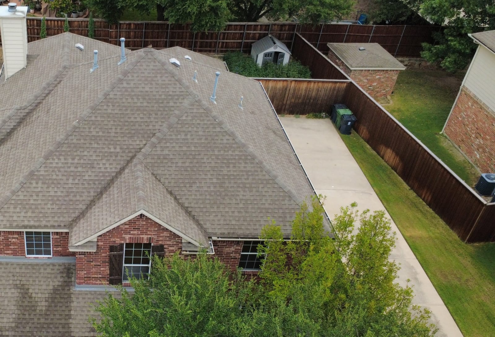 Completed residential roof replacement by Select Roofing, aerial view
